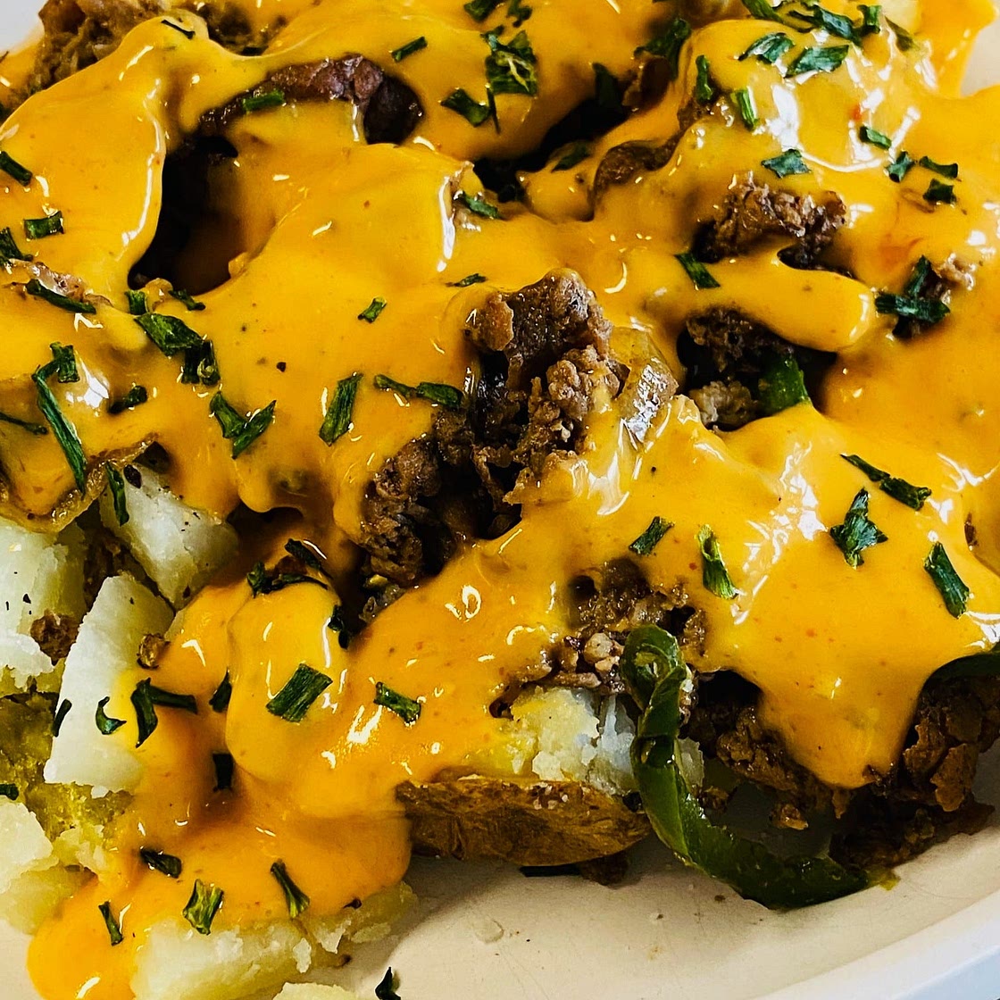 Blackstone Cheesesteak Loaded Potatoes