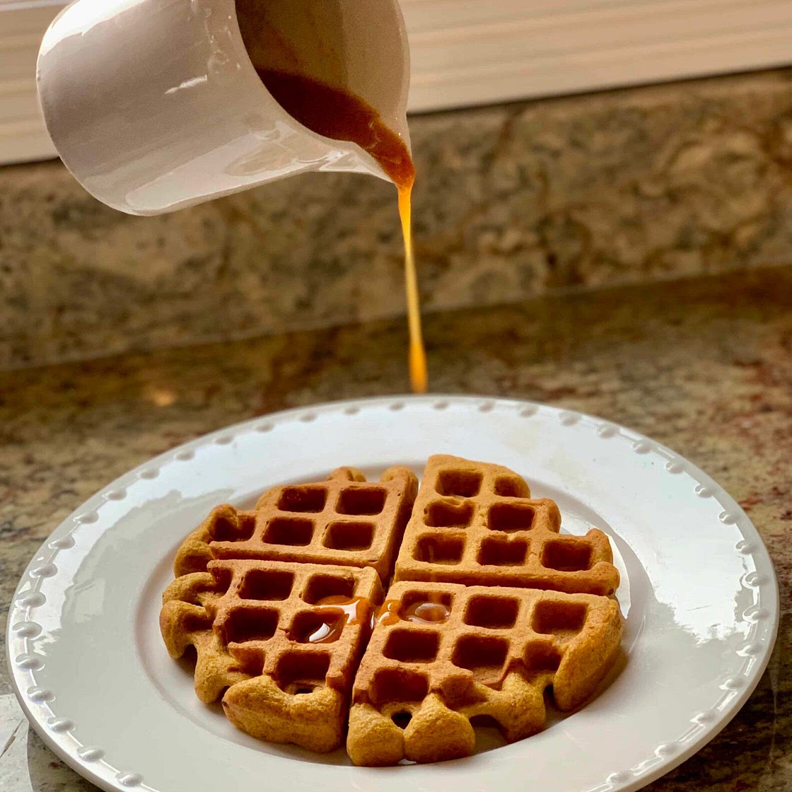 Crispy Pumpkin Waffles with Pumpkin Syrup
