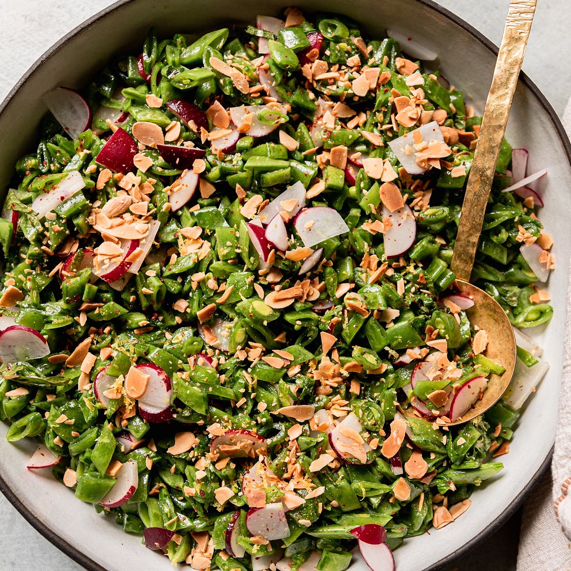 Fresh Shredded Snap Pea Salad with Lemon & Mint