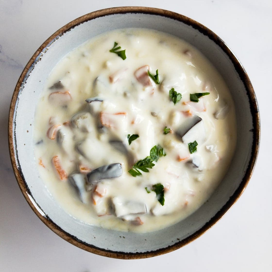 Mediterranean Garlic Yogurt Sauce with Carrot and Eggplant