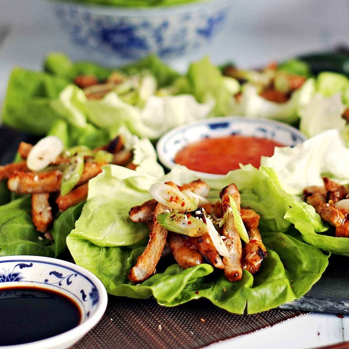 Korean BBQ Style Spicy Pork Lettuce Wraps