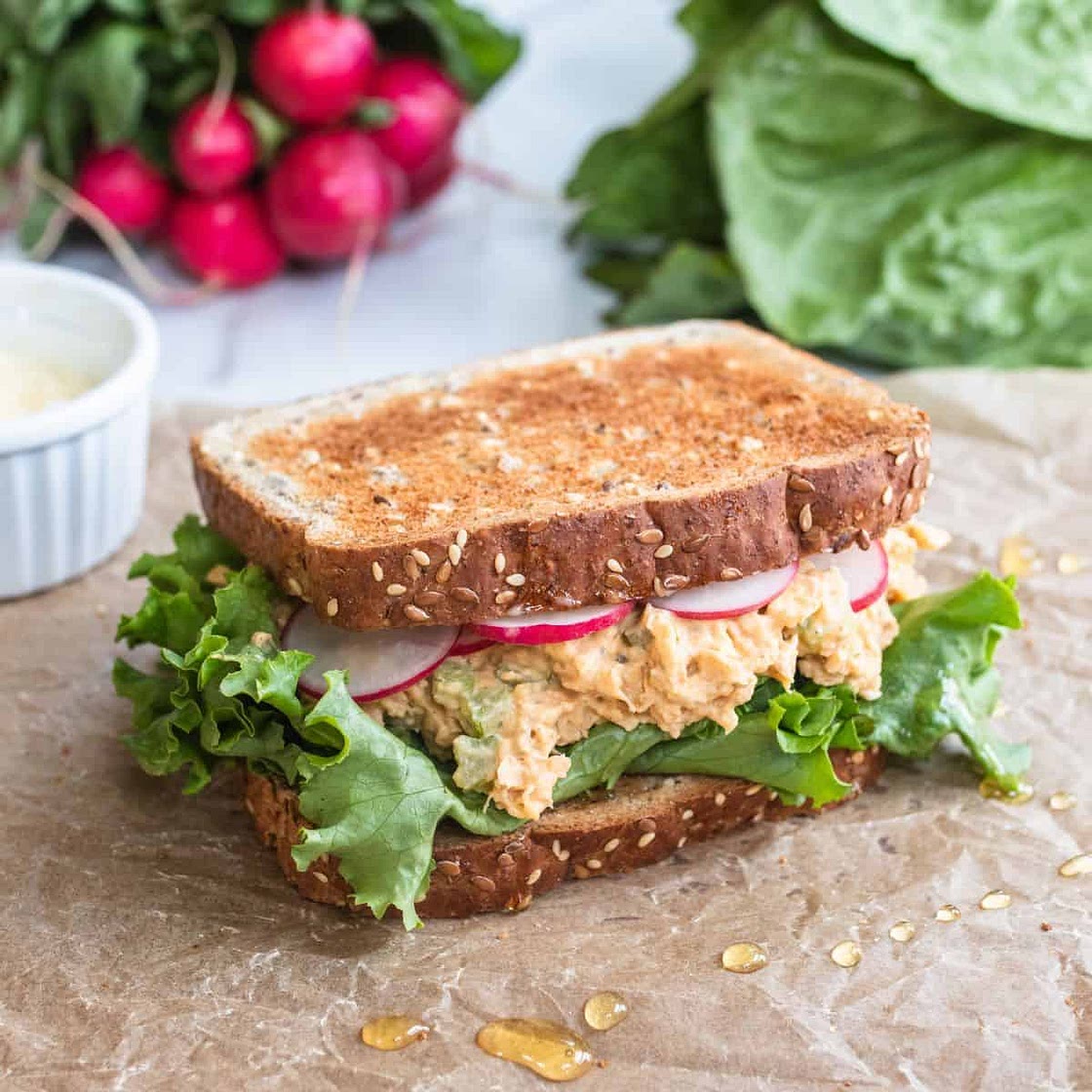 Harissa Chickpea Smash Sandwich