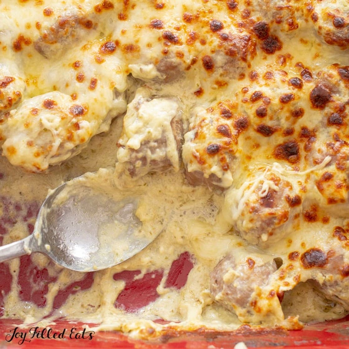 Keto Sausage with Creamy Basil Sauce