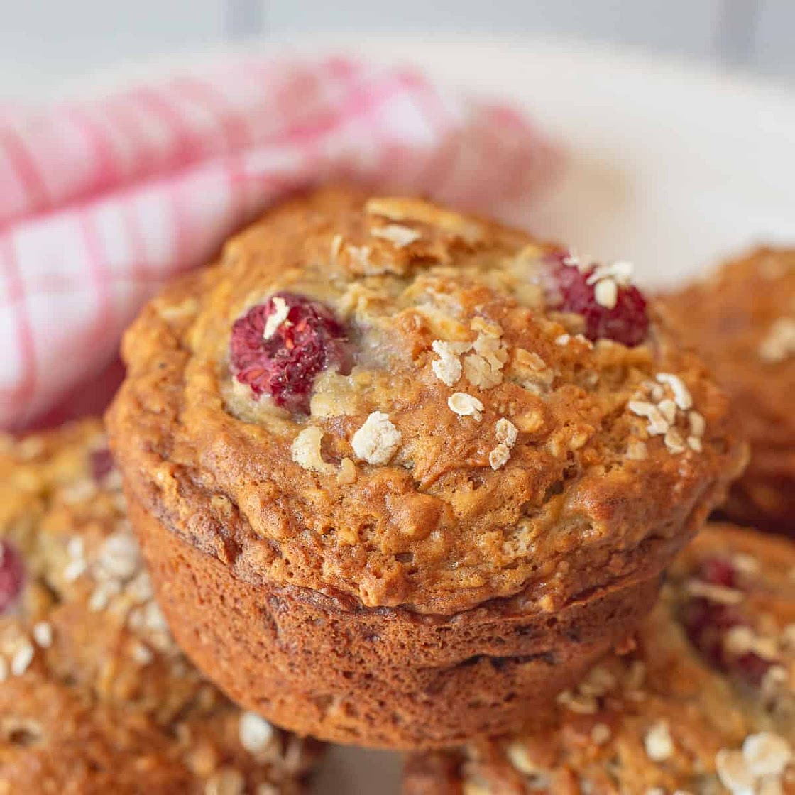 Raspberry Banana White Chocolate Muffins