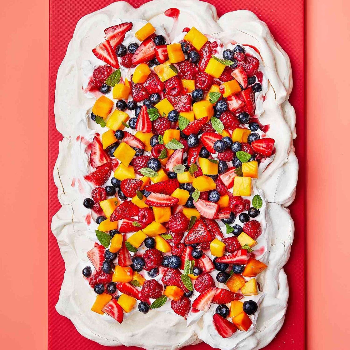 Sheet Pan Pavlova With Berries and Mangoes