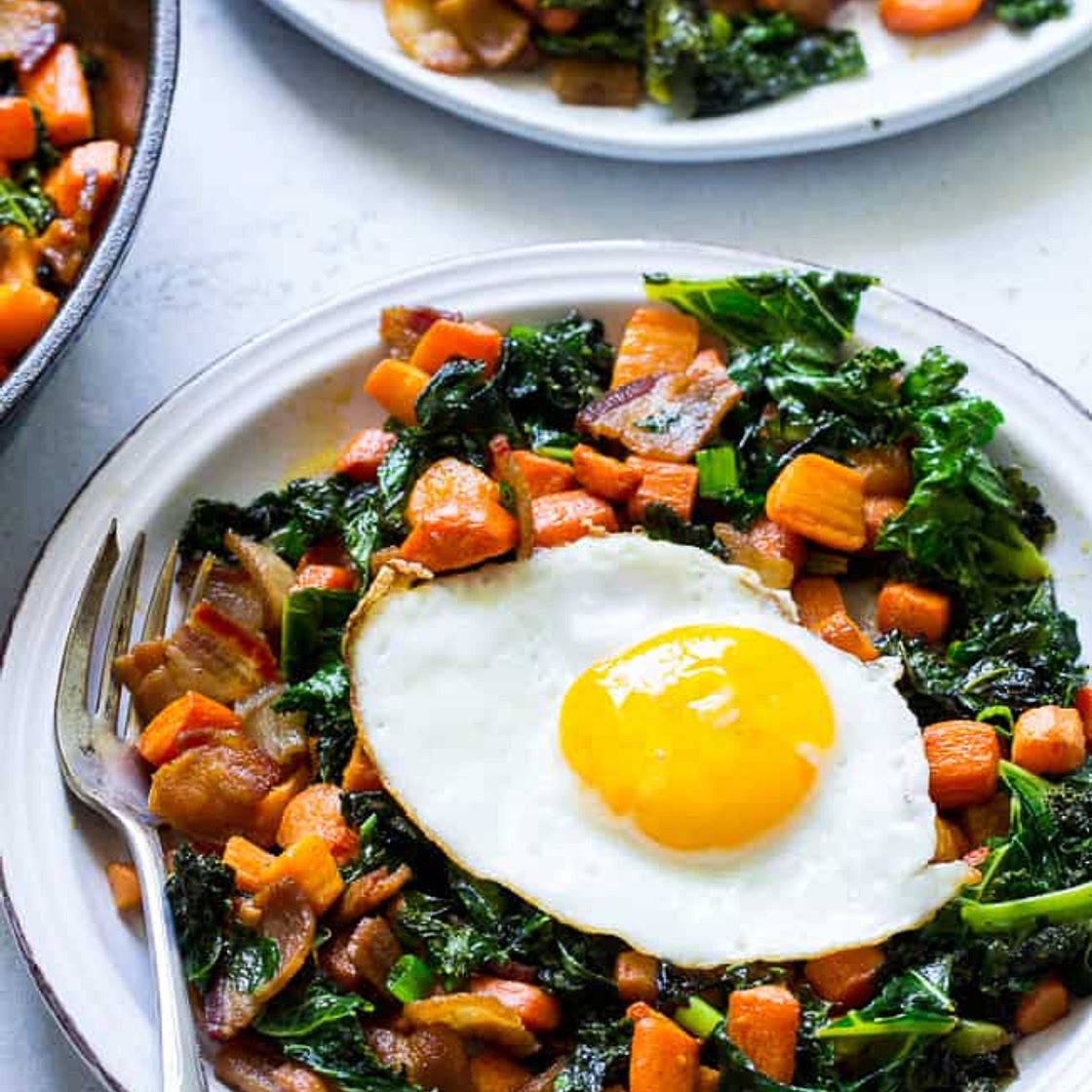 Roasted Carrot, Bacon & Kale Hash {Paleo & Whole30}