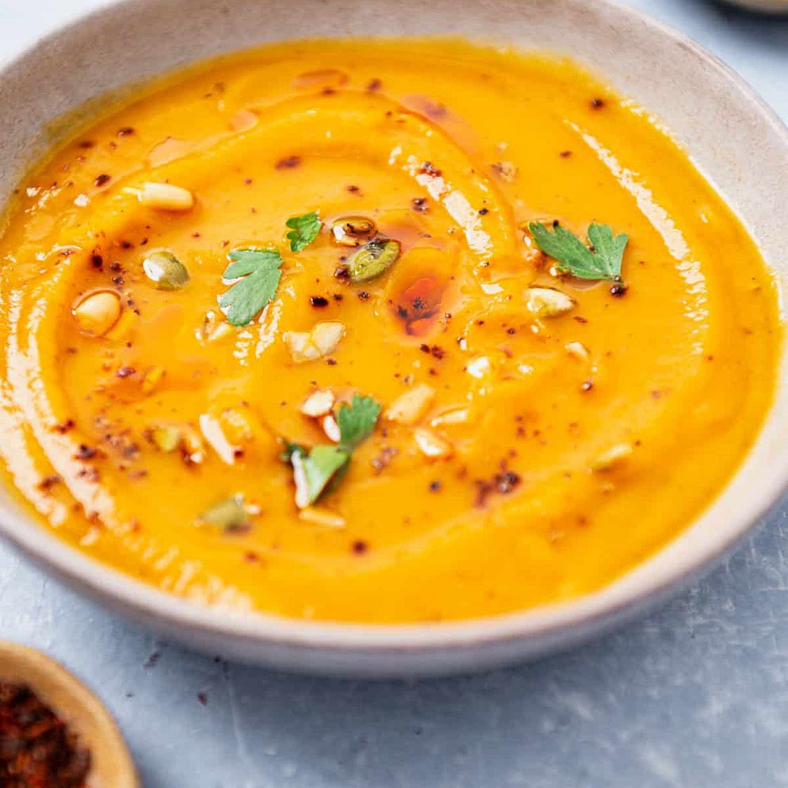 Butternut Squash Soup with Apple, Fennel, and Aleppo Pepper