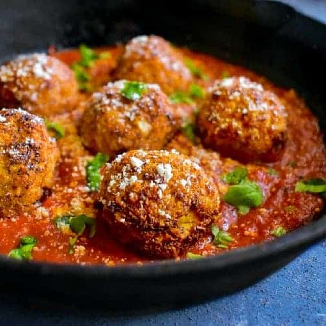 Cauliflower Meatballs in Marinara Sauce