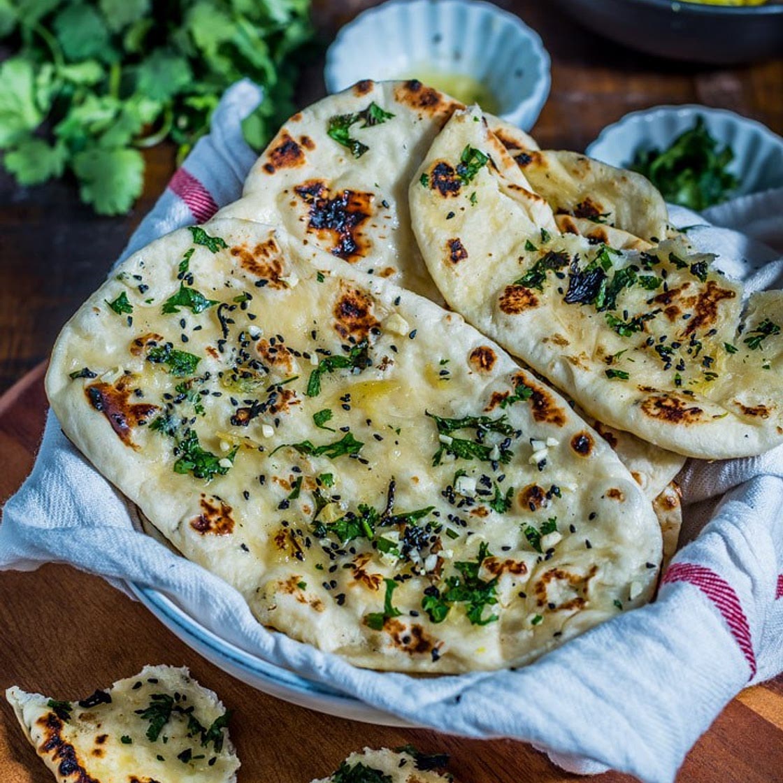 Plain, Butter and Garlic naan recipe