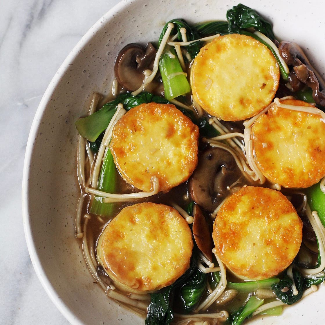 Egg Tofu with Mushroom Gravy Sauce