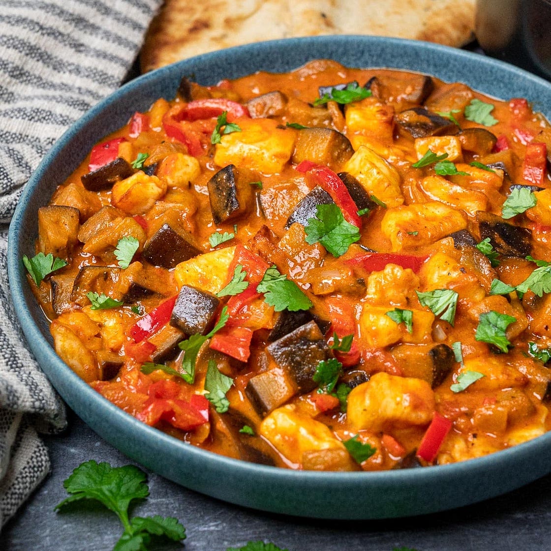 Aubergine and Halloumi Curry