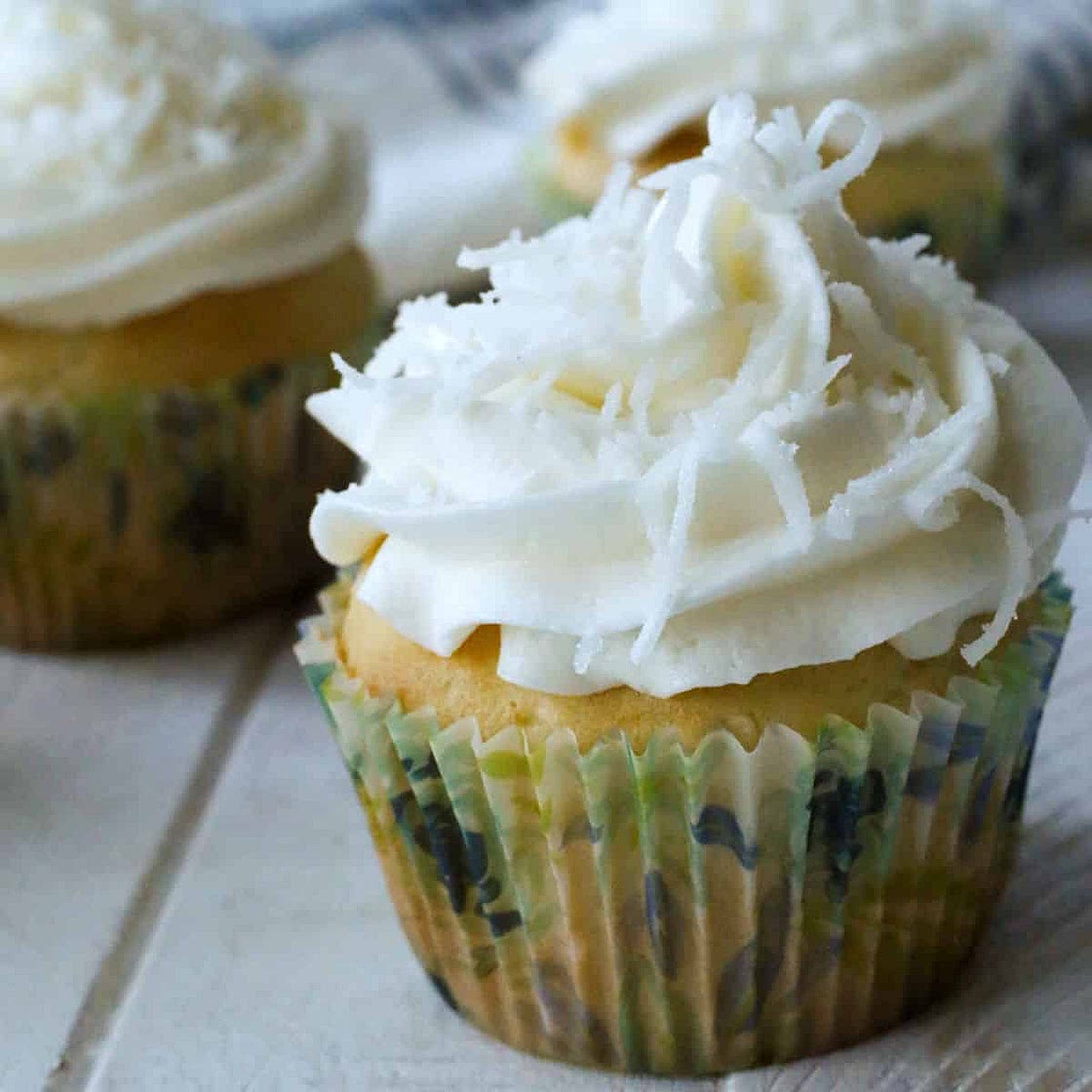 Easy Coconut Cupcakes with Coconut Buttercream Frosting