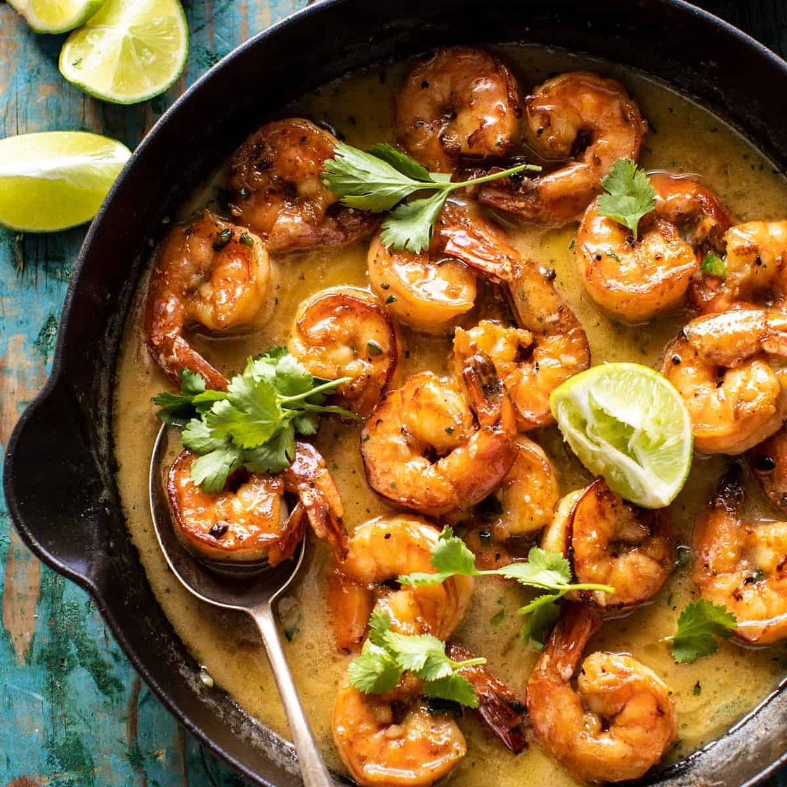 20 Minute Honey Garlic Butter Shrimp in Coconut Milk