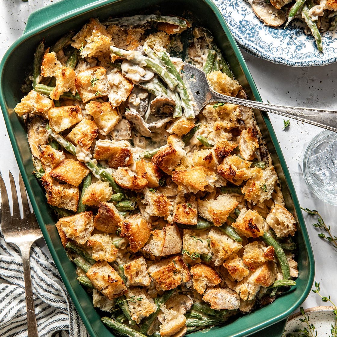 Green Bean Casserole with Cashew Cream (Vegan/Dairy Free)