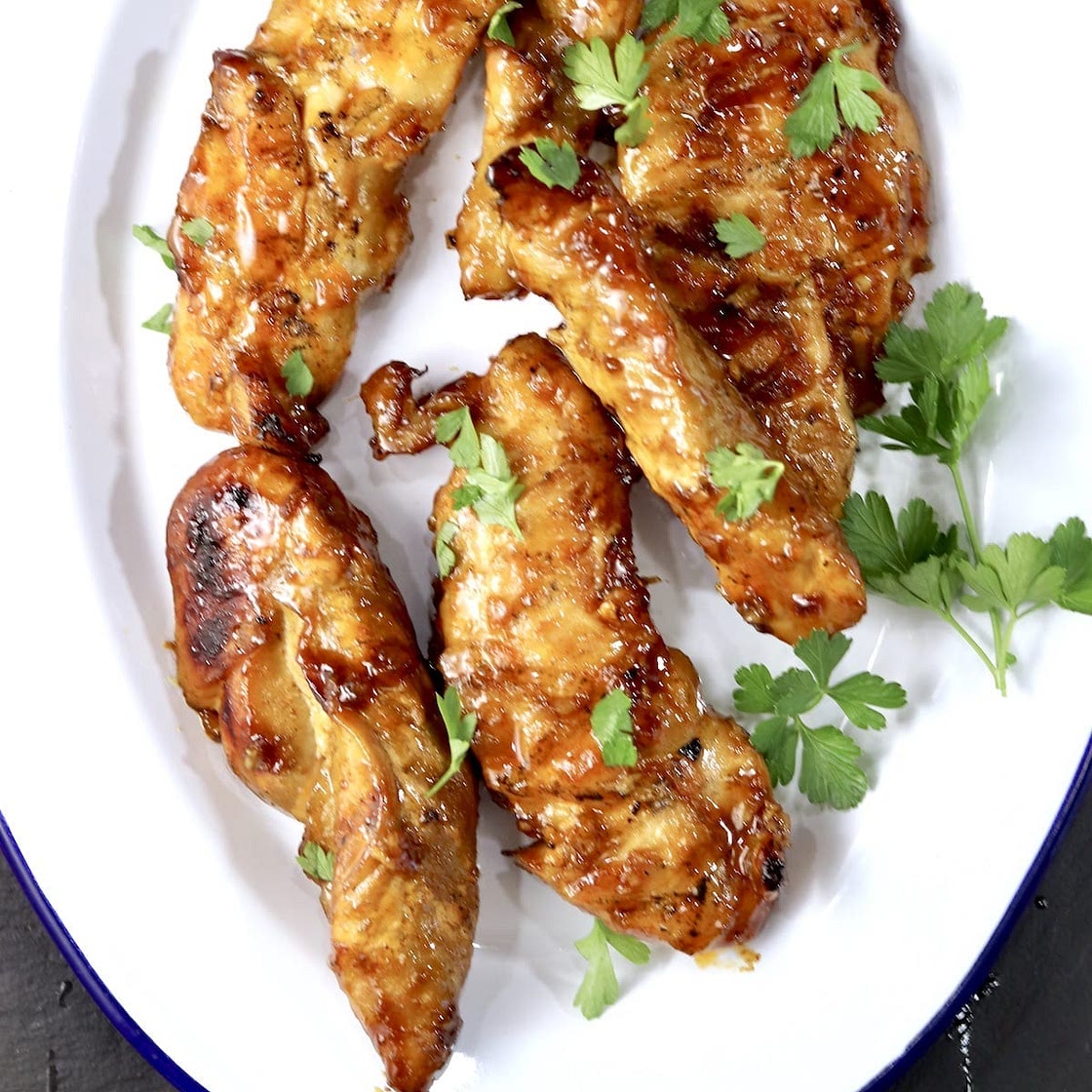 Grilled Peach BBQ Chicken Tenders