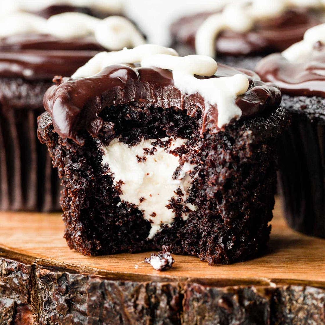 Cream-Filled Chocolate Cupcakes