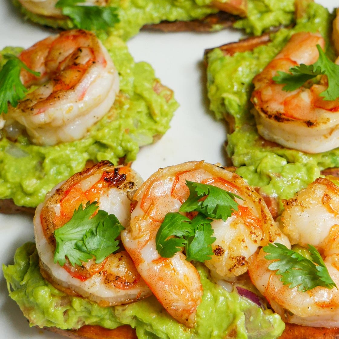 Shrimp + Guacamole Sweet Potato Sliders