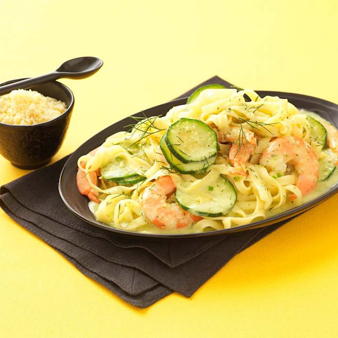 Pasta with Prawns, Courgettes and Lemon