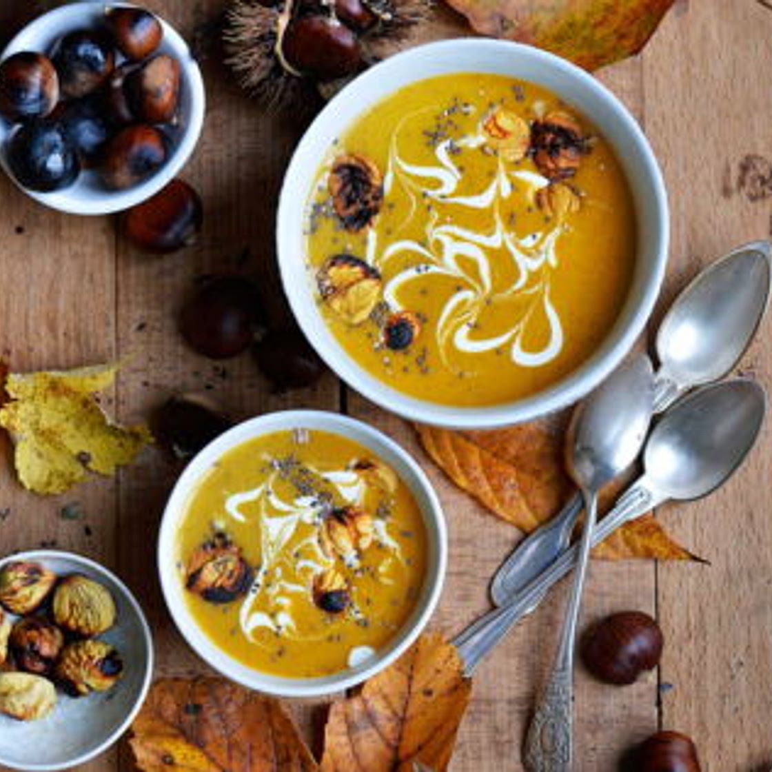 Soupe de châtaignes aux graines de chia