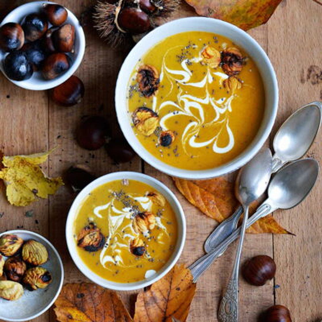 Soupe de châtaignes aux graines de chia