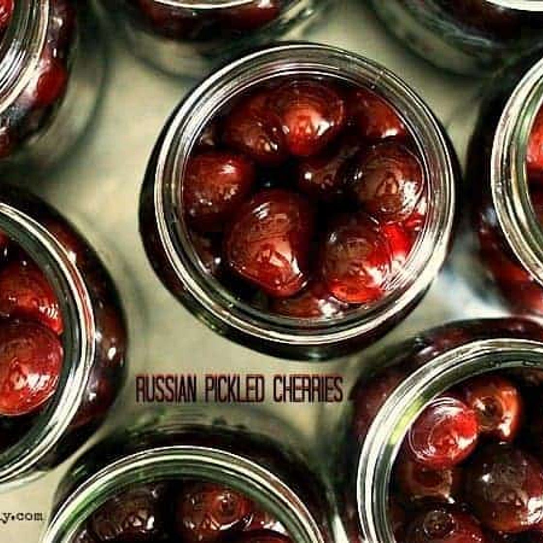 Russian Pickled Cherries