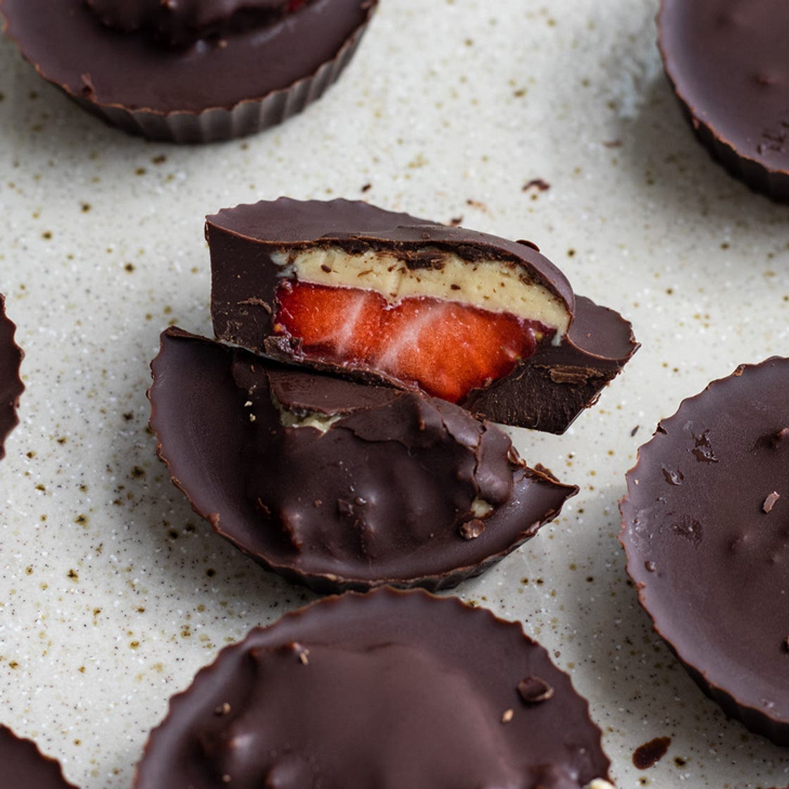 Dark Chocolate Strawberry Cashew Butter Cups
