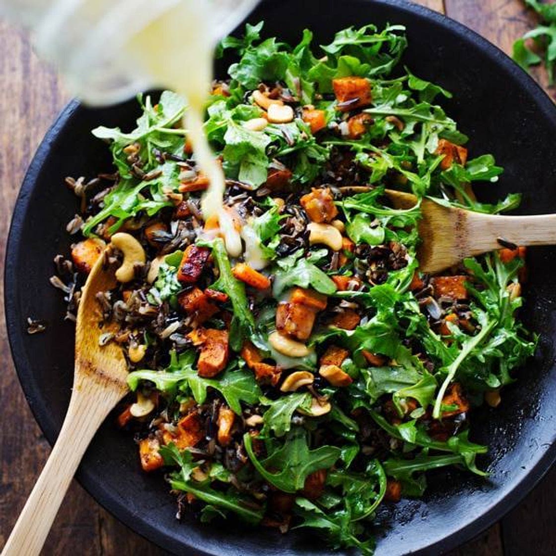 Roasted Sweet Potato, Wild Rice, and Arugula Salad
