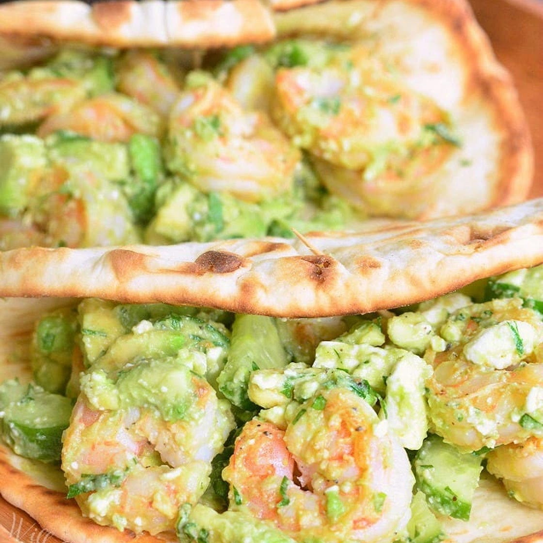 Avocado Shrimp Flatbread Sandwich
