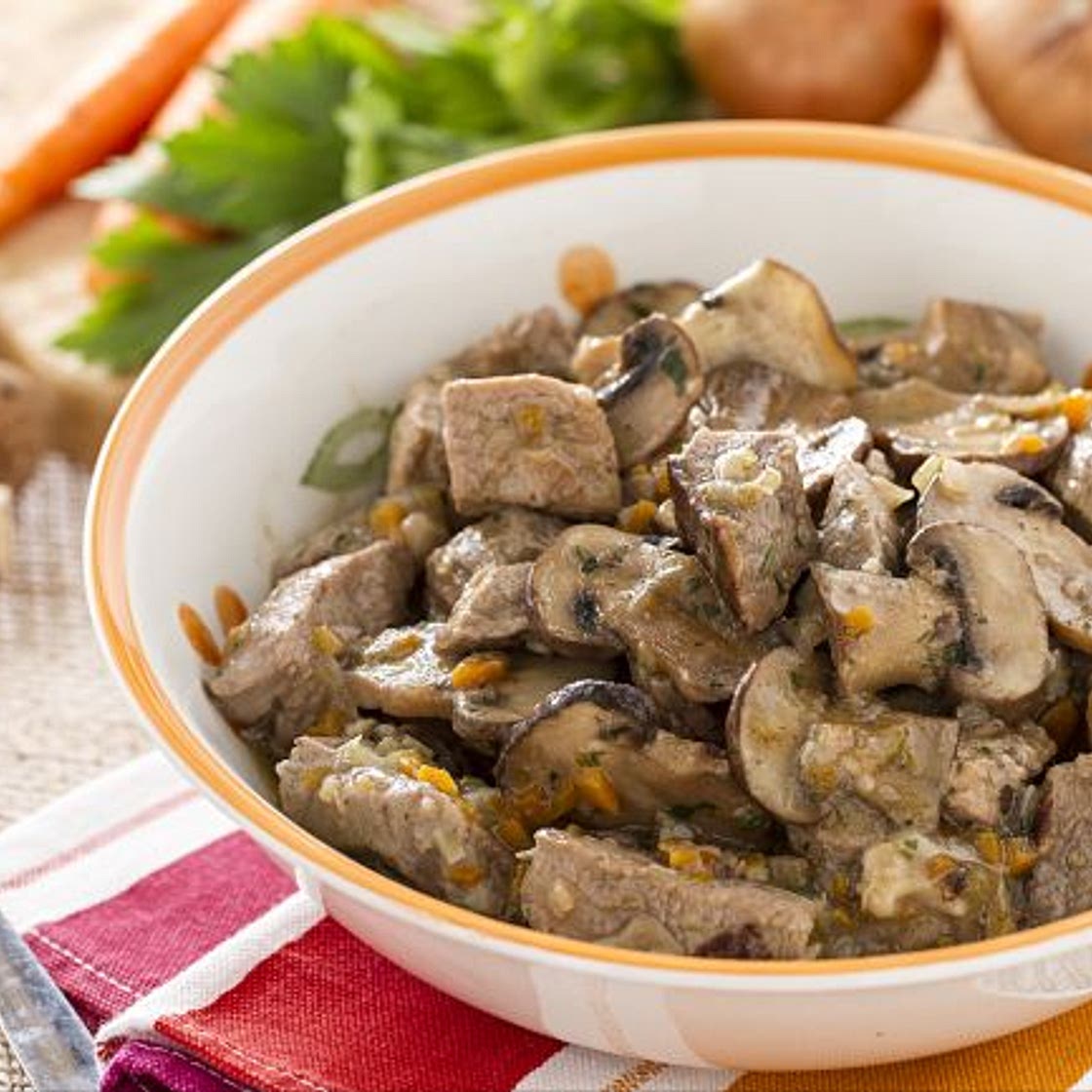 Spezzatino di vitello coi funghi