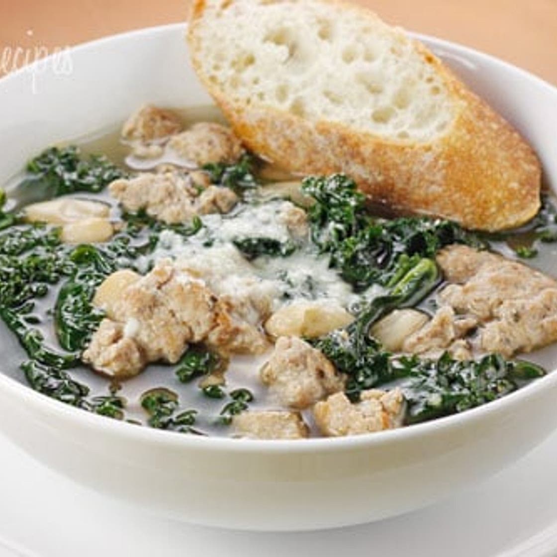 Turkey Sausage, Kale and White Bean Soup