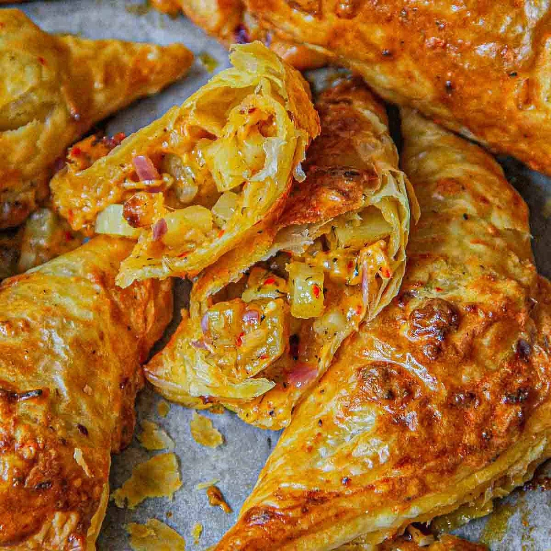 Potato Cheddar Puff Pastry Turnovers