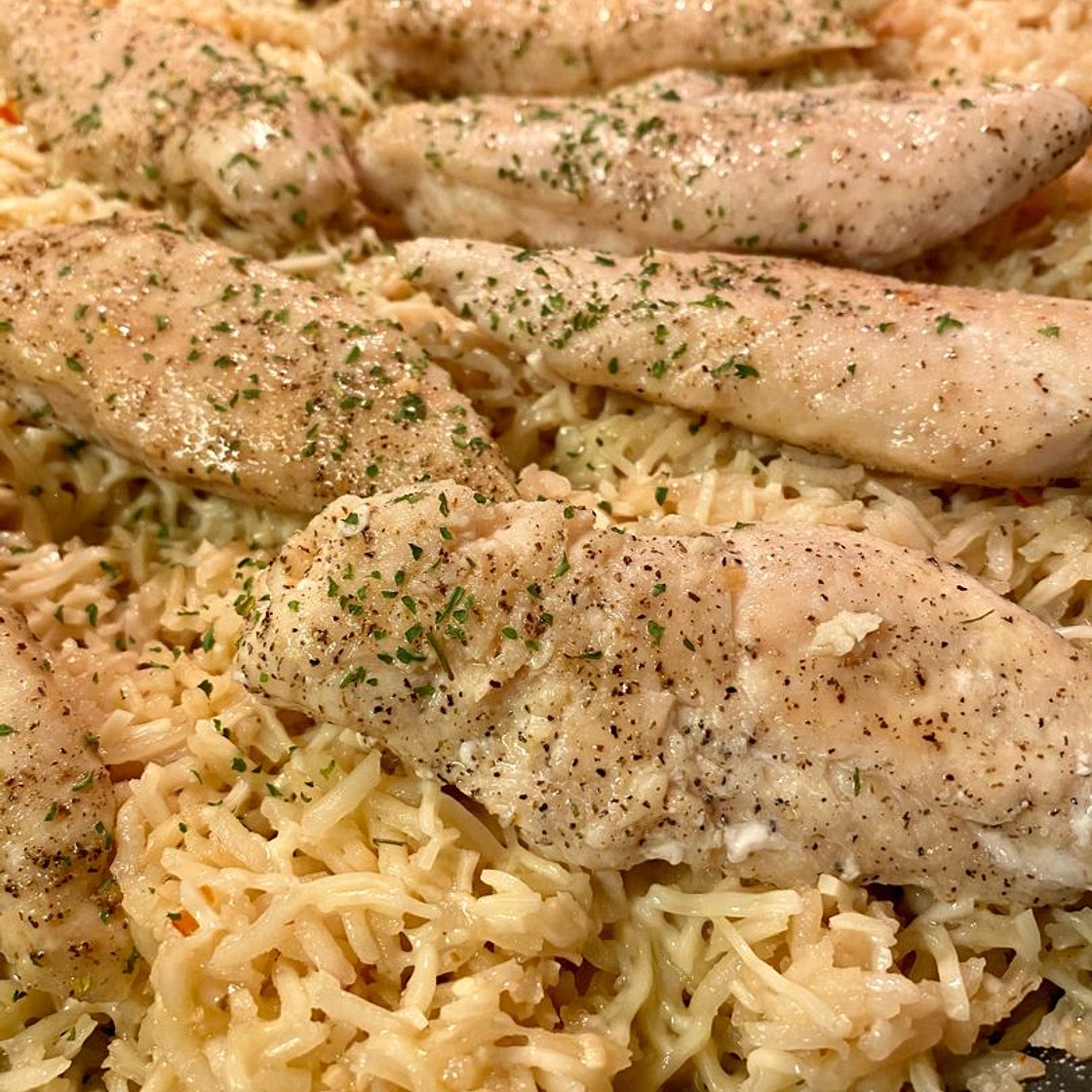 Chicken Scampi With Garlic Parmesan Rice