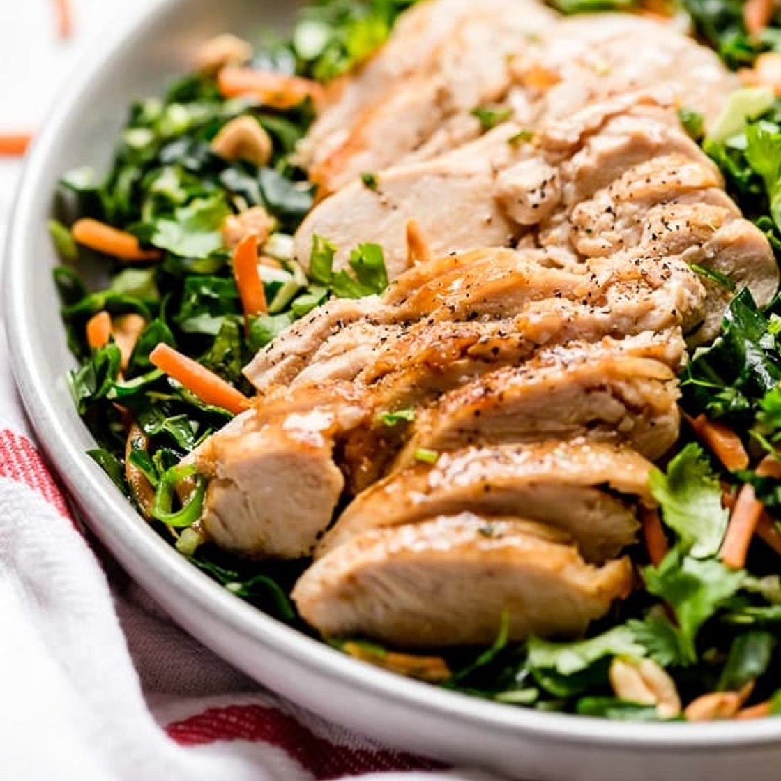 Houston’s (Lightened-Up) Kale Salad with Peanut Vinaigrette