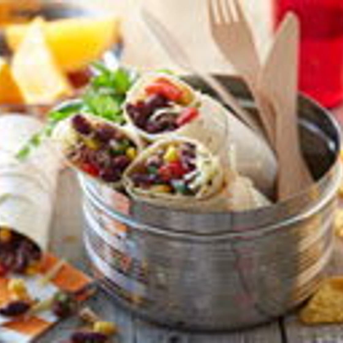 Chilli bean and corn tortilla wrap