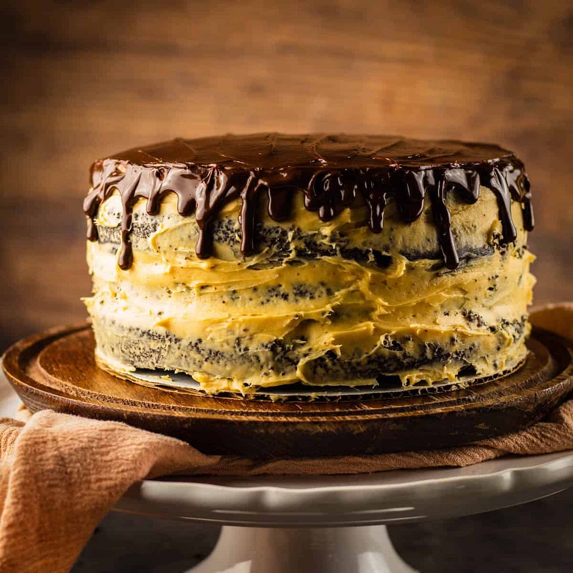 Chocolate Whiskey Cake with Salted Caramel Buttercream