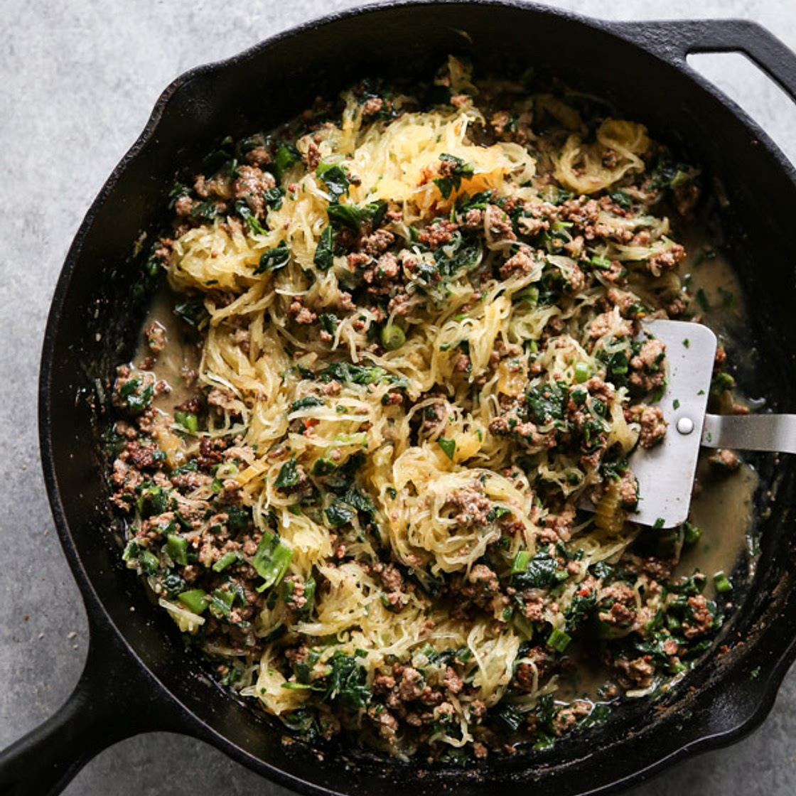 Spaghetti Squash with Paleo White Bolognese Sauce