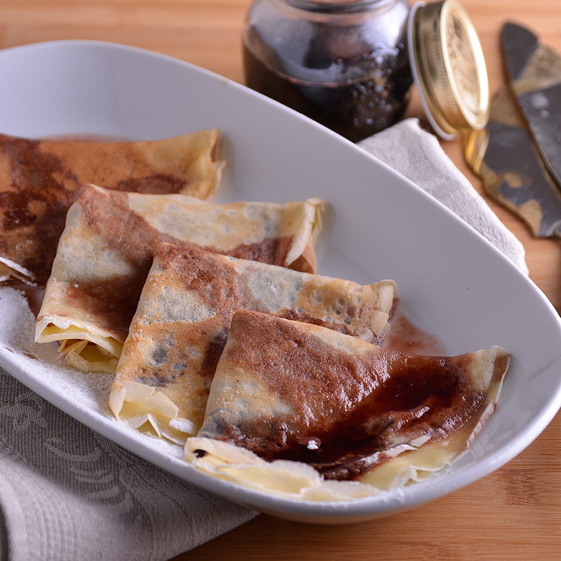 Crepes con arrope y cacao