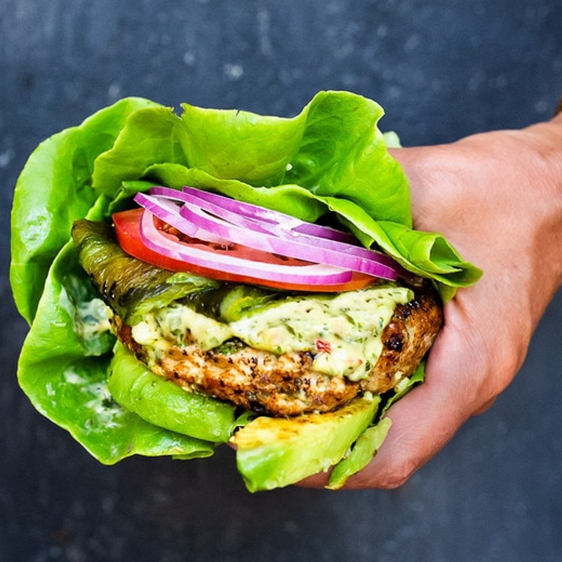 Turkey Burger with Poblano and Chimichurri Mayo