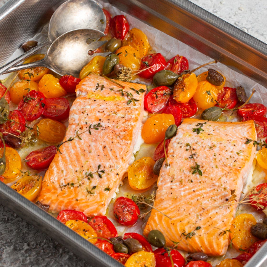 Filetti di salmone alla mediterranea