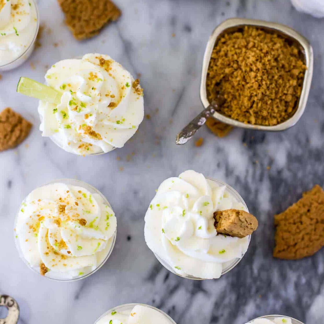 Key Lime Pie Cheesecake Dessert Shooters (On Gingersnap Crusts!)