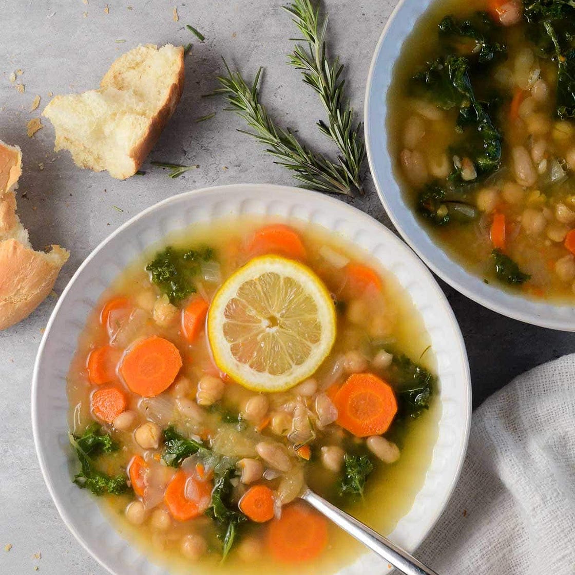 Creamy Lemon Rosemary White Bean Soup