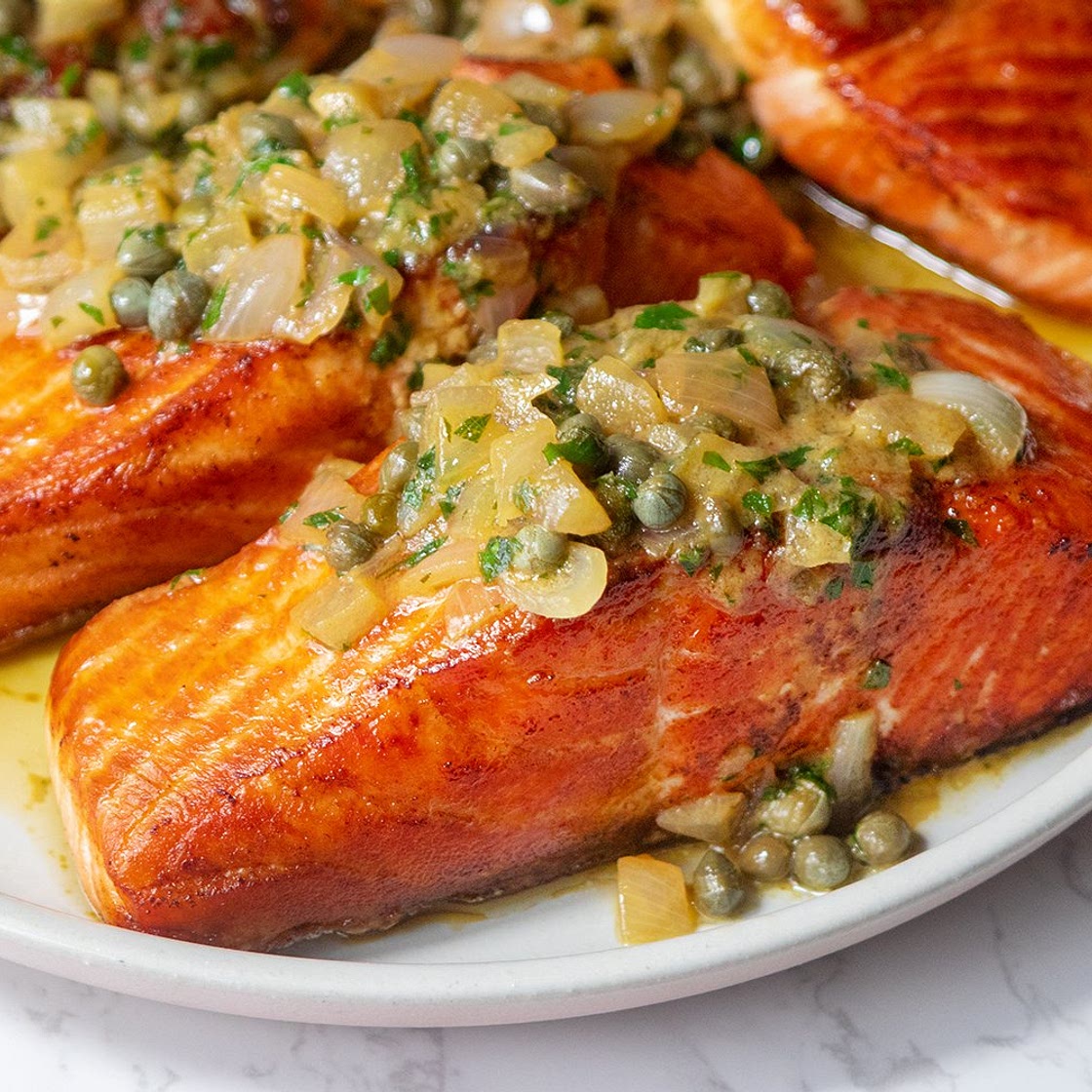 Salmon with Lemon Caper Sauce