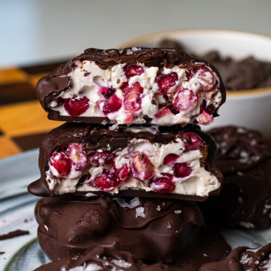 Chocolate Covered Pomegranate Yogurt Clusters