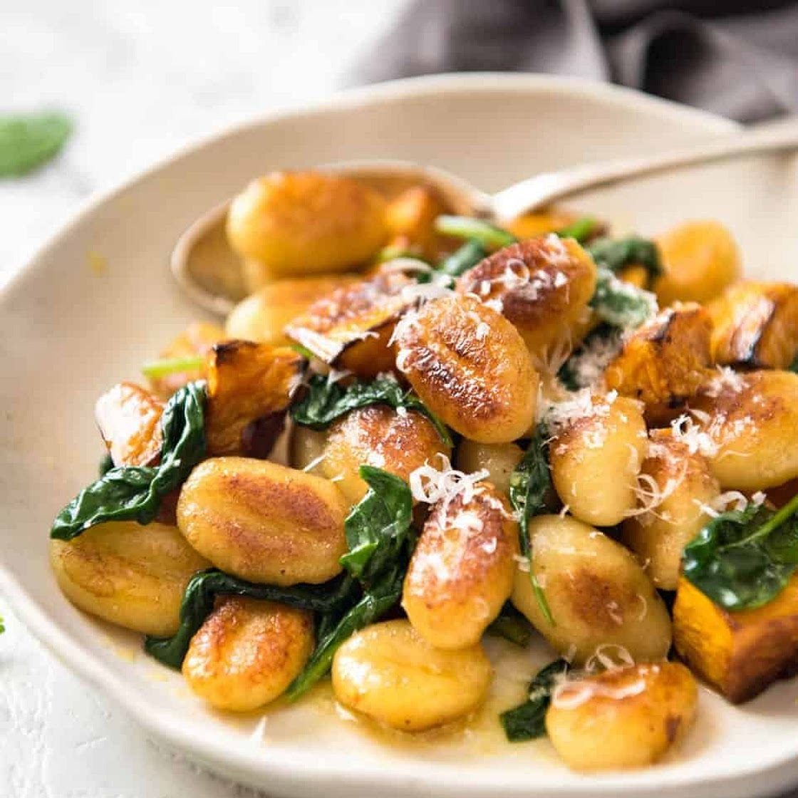 Pan Fried Gnocchi with Pumpkin & Spinach