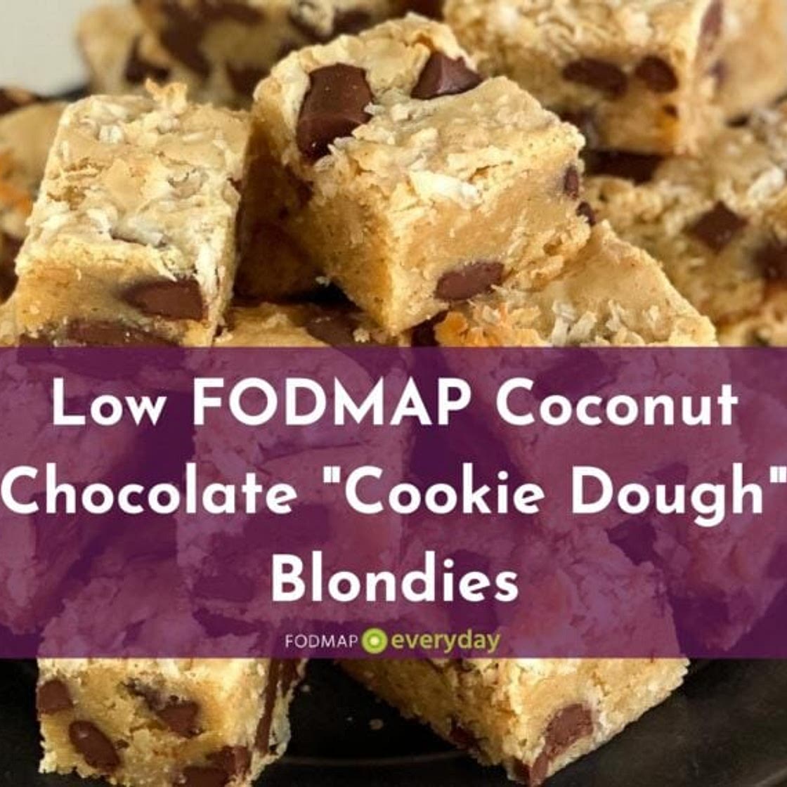 Low FODMAP Coconut Chocolate “Cookie Dough” Blondies