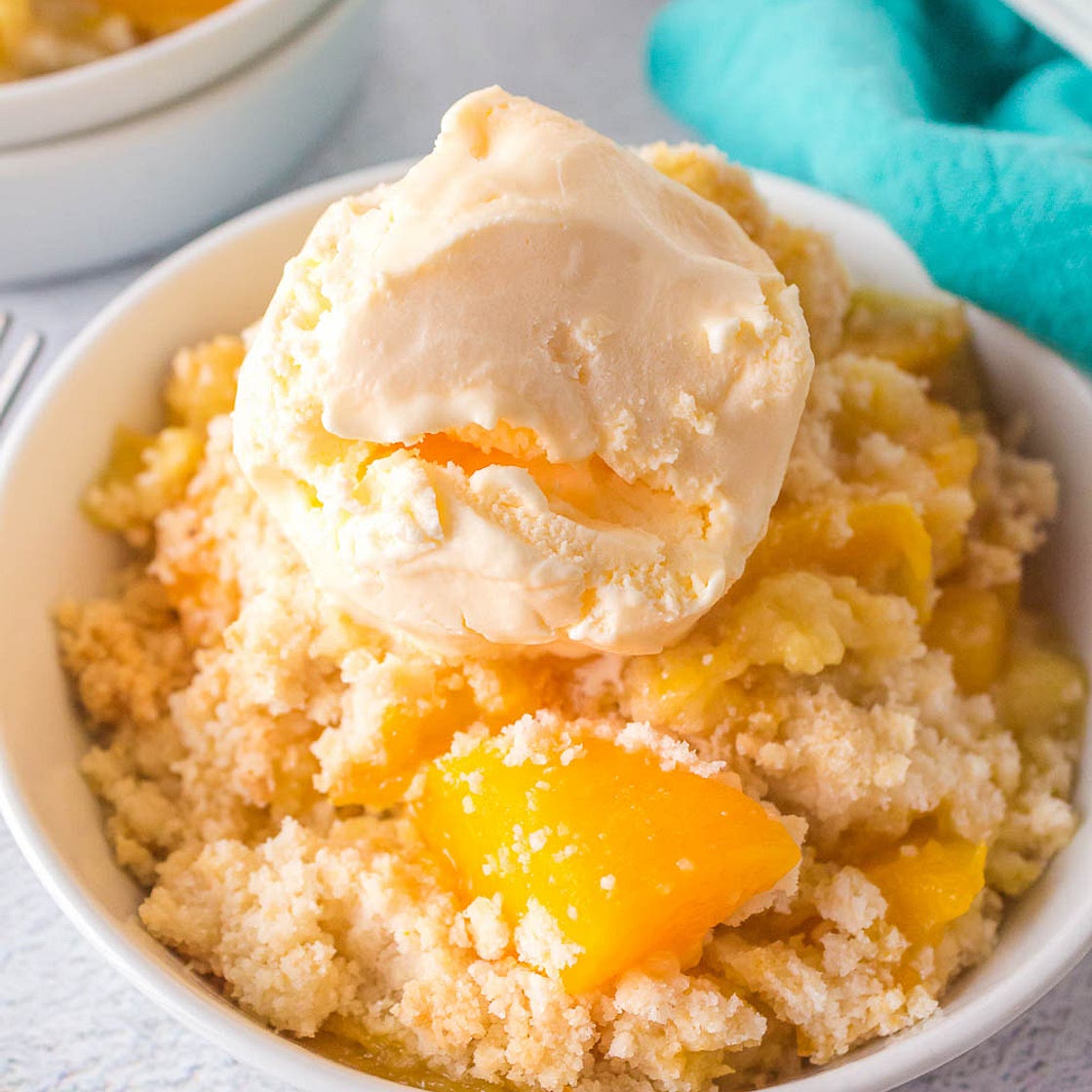 1 cup Peach Cobbler (with canned peaches and self-rising flour)