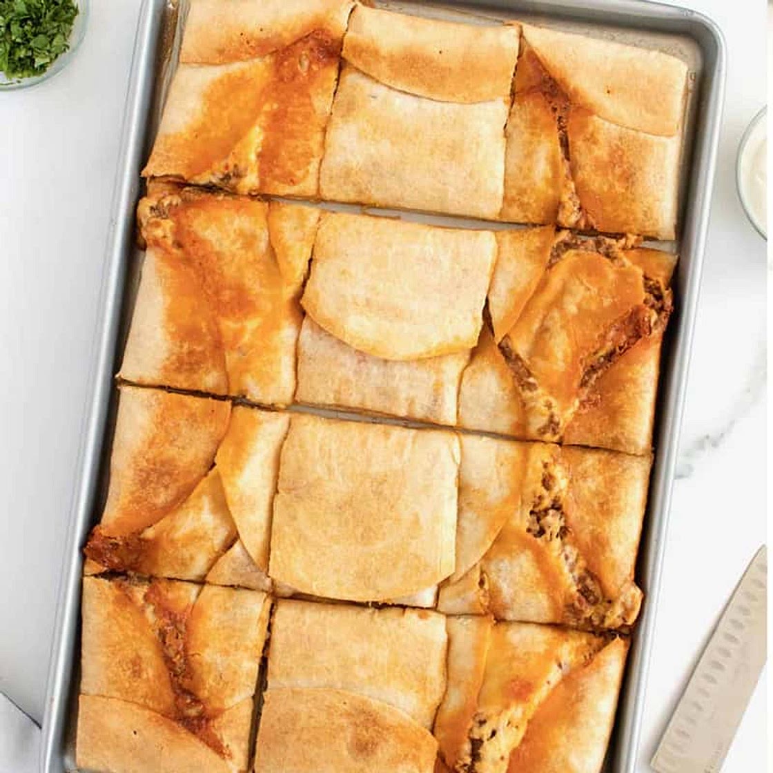 Beef and Bean Sheet Pan Quesadilla