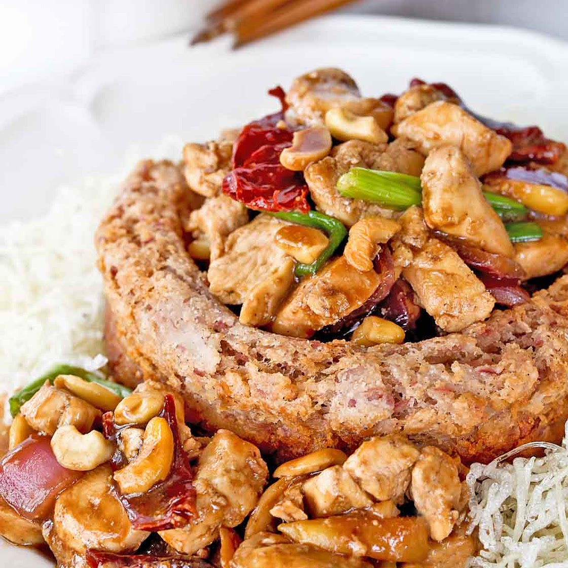 Yam Ring with Kung Pao Chicken