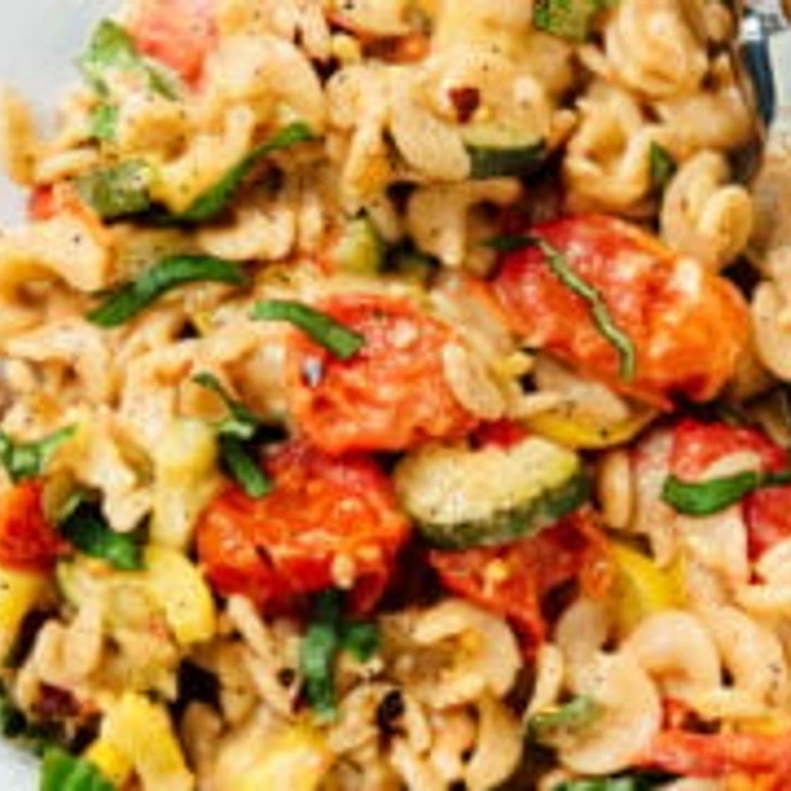 Creamy Cherry Tomato & Summer Squash Pasta