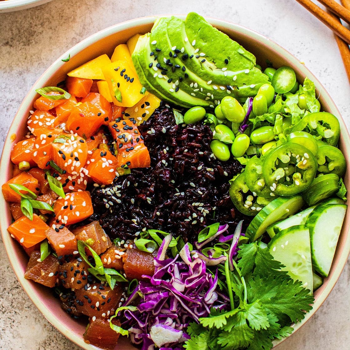 Spicy Rainbow Poke Bowls